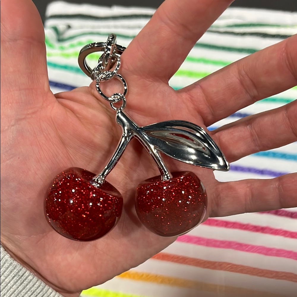 Cherry Keychain Accessory - Silver and Red‎